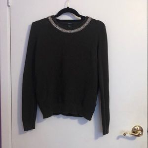 Emerald green sweater with neck design
